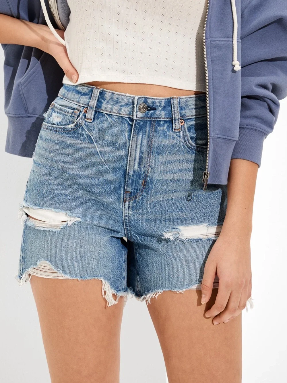 American Eagle Women’s Denim Baggy Mom Jeans Shorts 14